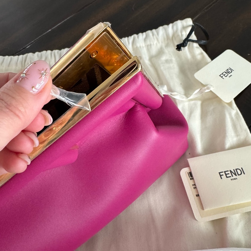 NWT Hot Pink Midi Fendi First Pouchette Clutch - Picture 8 of 12